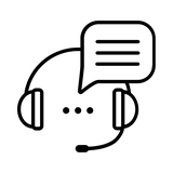 Icon of a headset with a chat bubble
